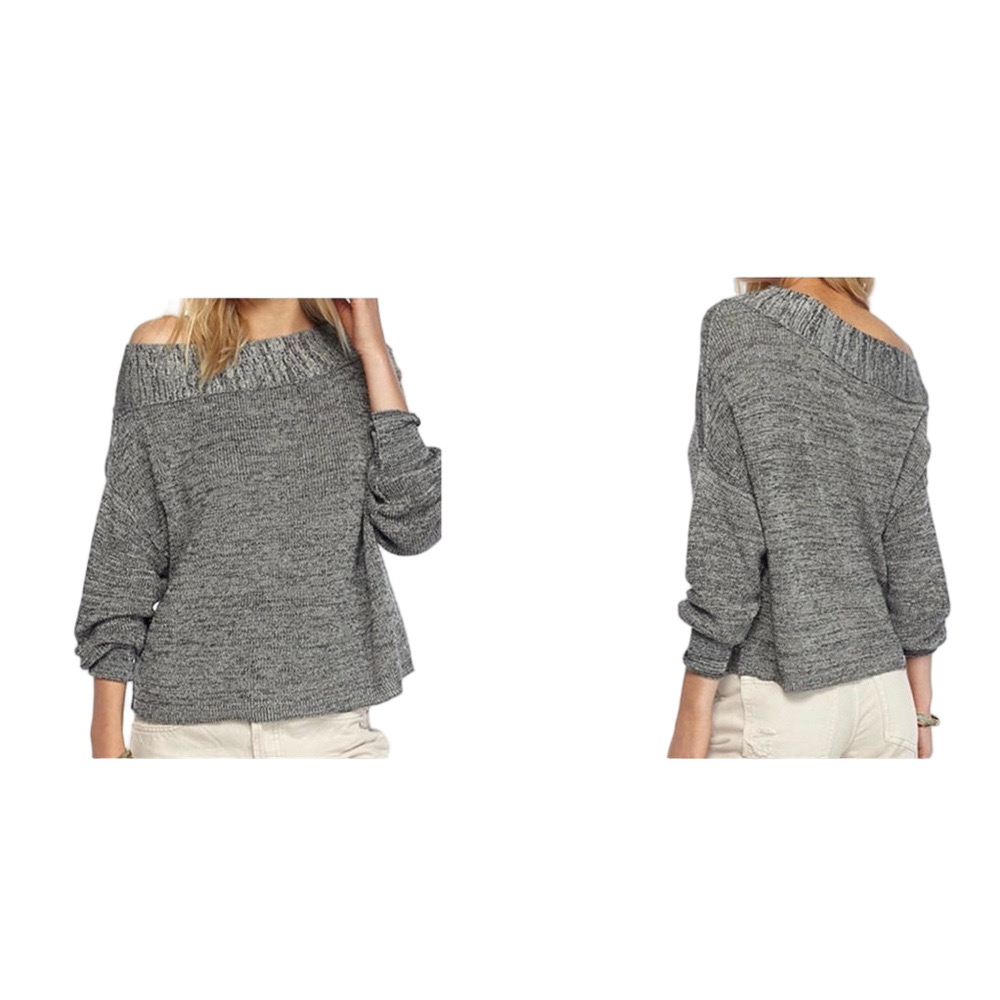 🚀Free people off the shoulder sweater knit Gray size S GUC